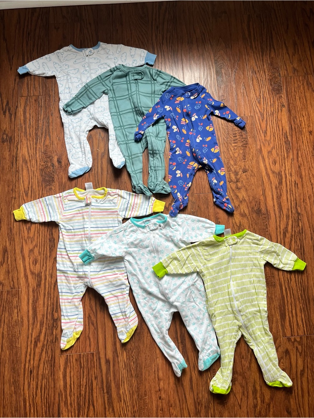 Mixed Colors Baby One-Piece Footed Pajamas - Multi-Pack 3-6 Month